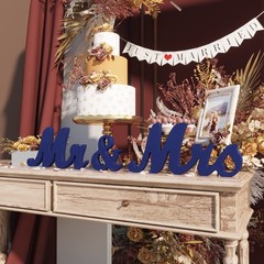 Wedding Decorations Set Large Blue Mr And Mrs Sign Just Married Banner Wooden Le