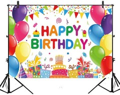 DIZHI Happy Birthday Backdrop Banner Colorful 5x3ft, Multicolor
