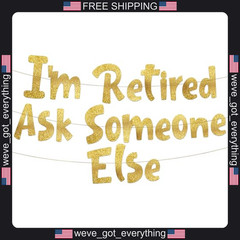Retirement Banner Gold Glitter Pre-Strung Party Decor