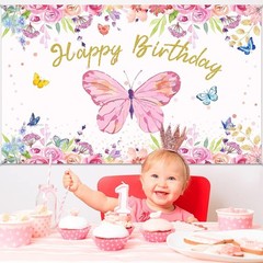 Durable Butterfly Backdrop for Birthdays – Lightweight & Easy to Hang, 6x4ft