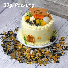 100g Happy Birthday Confetti Black Gold Silver Metallic Foil Table Scatter Decor
