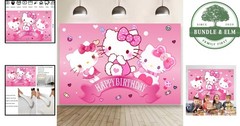 Durable Polyester Birthday Banner, 5x3ft Kawaii Cat Backdrop for Celebrations