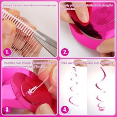 30 PCS Party Swirl Decorations Hot Pink Shinny Foil Hanging