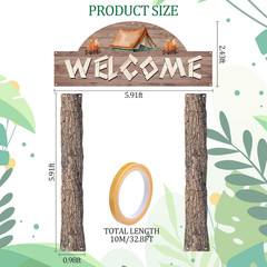 3 Pcs Camping Themed Party Decorations Banner Welcome Porch Sign with 1 Double S