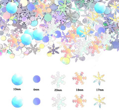 1500PCS Iridescent Silver Snowflake Table Confetti Winter Party Snowflake Foil M