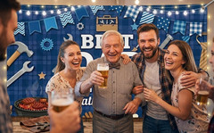 Happy Fathers Day Banner Decorations, 70.9 X 45.3In Large Size Father’S Day