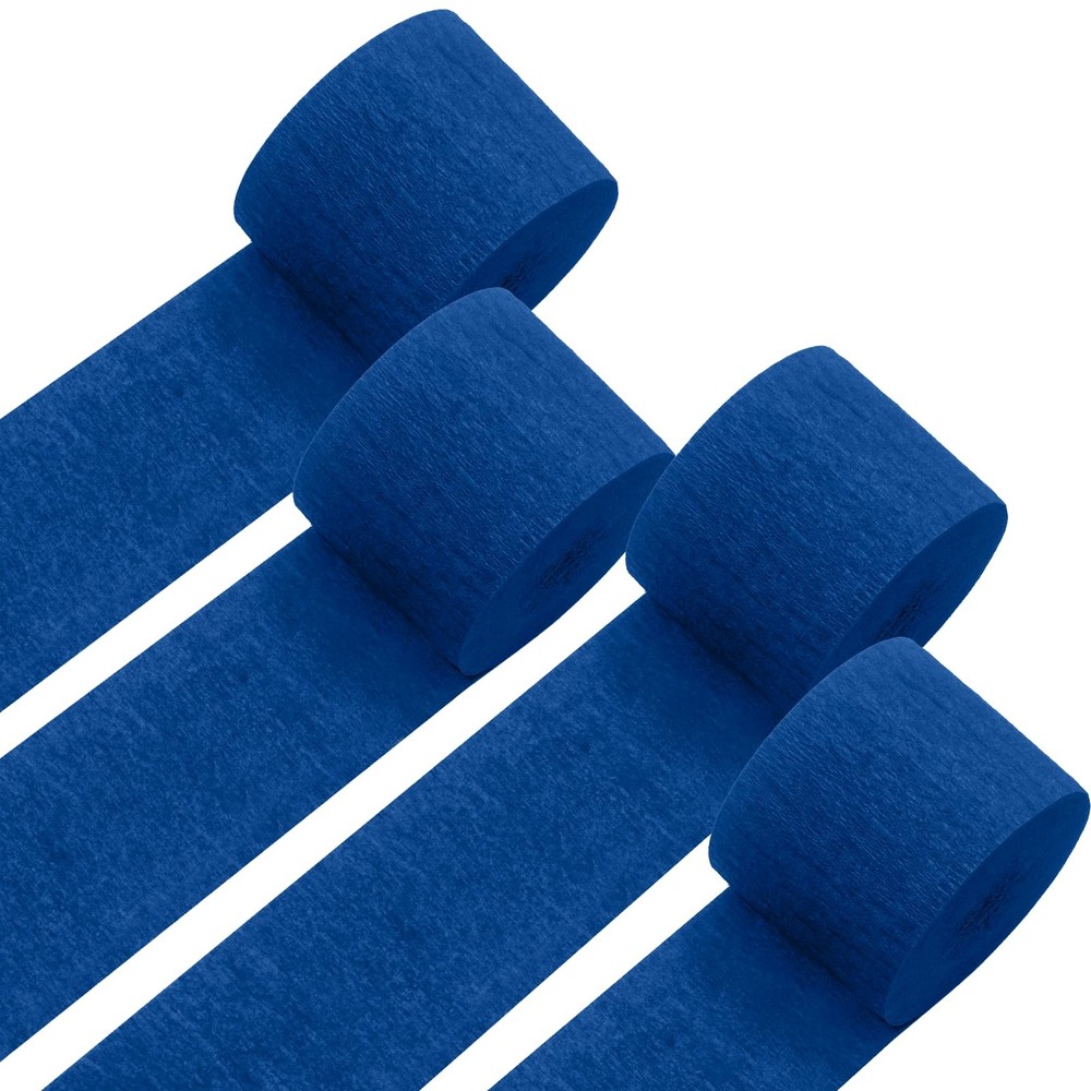 4 Rolls Navy Blue Crepe Paper Streamers 328FT Party Decorations 1.8inx82ft