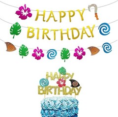 Delightful Moana Party Decoration Set – Banner and Topper for Kids’ Birthdays