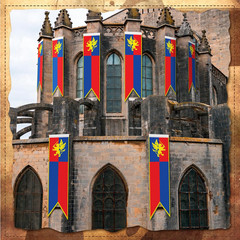 4 Ft Medieval Fantasy Pull-Down Banner with Lion Design Hanging Party Bunting Ba