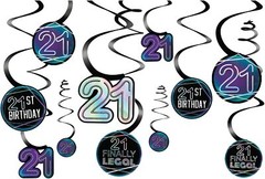 Finally Legal Cocktail Celebration 21st Birthday Party Hanging Swirl Decorations