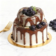 Fake Cake Dessert Artificial Cream Chocolate Jam Blueberry Food Model Prop