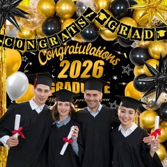 Nigifter Graduation Decorations 2026, 71PCS Gold Themed Set, Graduation…