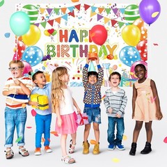 Birthday Decorations Kit, Rainbow Party Banner, Happy Multicolor