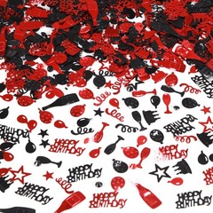 3000 PCS Red And Black Happy Birthday Confetti Metallic Foil Table Decor DIY