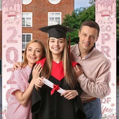 Pink Graduation Party Decorations, Rose Gold Class of 2026 Porch Sign Congrats G