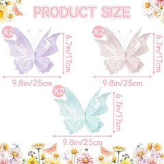 3D Hanging Butterfly Decorations, Butterfly Birthday Party Decorations, 6 Pcs Wa