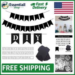 DIY Black Custom Banner Kit – 18 Pennants & A-Z Stencil for Every Celebration
