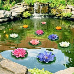 QUOZUO 10PCS 3 Sizes Artificial Foam Lotus Floating Flowers with Multi Color