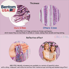 Pink Tinsel Curtain Party Backdrop – Foil Fringe Curtain Lilac Pink Party Strea