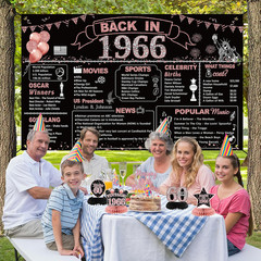 60Th Birthday Party Decorations for Women, Rose Gold Back in 1966 Banner, Rose G