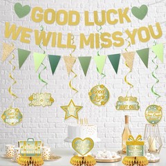 Farewell Party Decorations, Green Good Luck We Will Miss You Banner Hanging S…