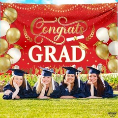 XtraLarge Congrats Grad Banner – 72×44 Inch | Congrats Grad Backdrop for Red …