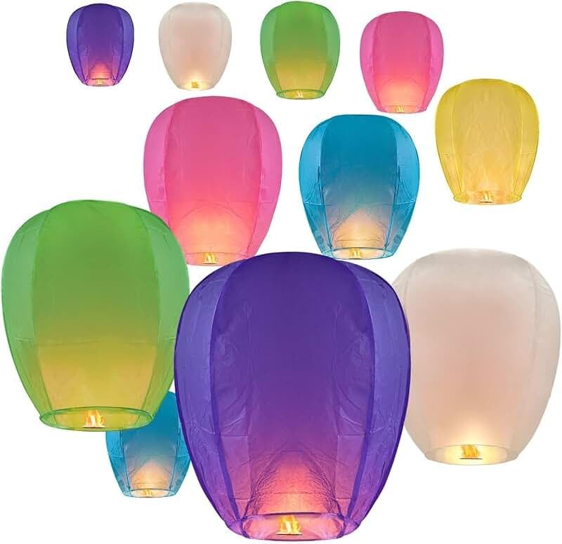 10 Pack Colorful Paper Lanterns with Marker Pen for Family, Weddings, Birthdays,