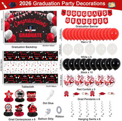 Red and Black Graduation Decorations 2026, Class of 2026 Graduation Party Decora