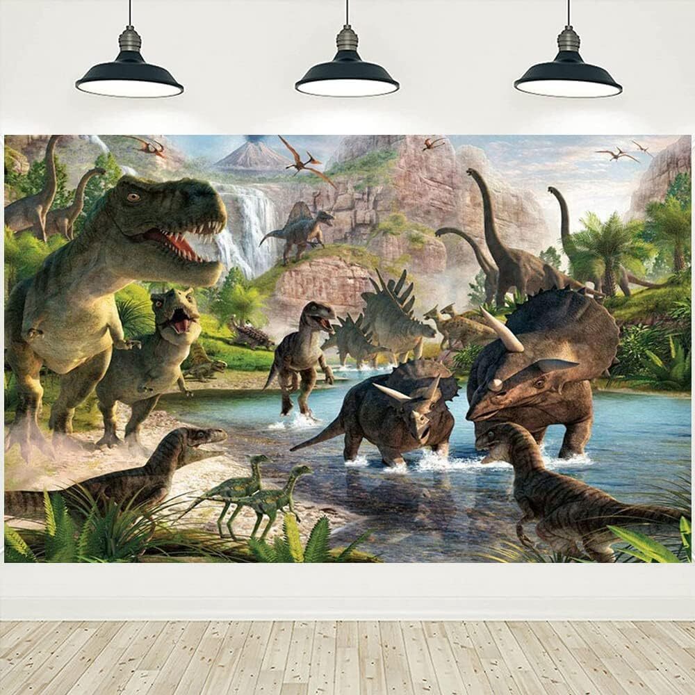Dinosaur Backdrops For Kids Birthday Party Decoration Banner Jungle Dinosaur Wor