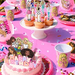 Barbie Princess Party Decorations Tableware Backdrop Plates Tablecloth Balloon