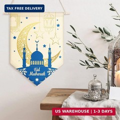 Rtteri 4 Pcs Blue Ramadan Decoration Eid Mubarak Door Hanging Banner Ramadan Kar