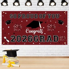 66×34″ 2026 Graduation Backdrop Banner Congrats Grad Class of 2026 Party Decor