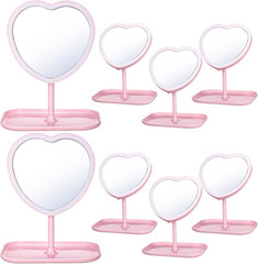 8 Pcs Heart Shaped Mirrors for Girls Spa Sleepover Party Favors, Pink
