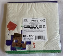 Minecraft Birthday Party Napkins – 16 CT. 2 Ply 12.75 x 12.75 – NEW