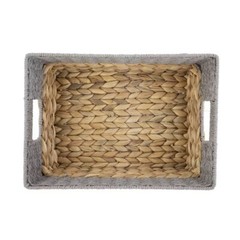 Better Homes & Gardens Small Storage Basket with Handles, Gray and Natural