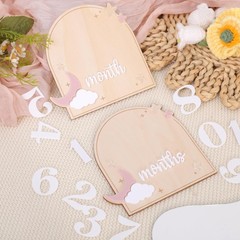 Wood Celestial Monthly Milestone Discs – Moon and Stars Monthly Discs for Pho…