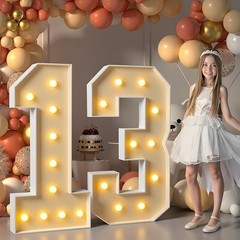 Imprsv 4FT Light Up Number 13th Birthday Anniversary Party Decoration Kit -DIY