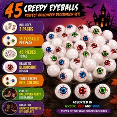 45 Halloween Eyeball Decorations Plastic Bloodshot Eyeballs Party Table Decor