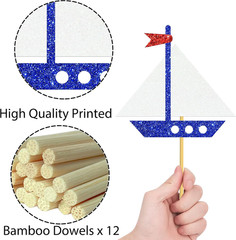 12Pcs Glitter Nautical Centerpiece Sticks Nautical Birthday Party Centerpiece De
