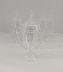 Hammont Trophy Cup Shaped Acrylic Candy Boxes 1.69 x 3.5 x 3.14 7 pack