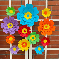 Rainbow Fiesta Decorations Multi-Color Paper Flower for Birthday Wedding Rainbow