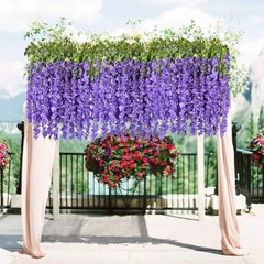 6 Pack 3.75 Feet/Piece Artificial Fake Wisteria Vine Ratta Hanging Garland Silk
