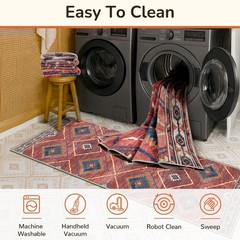 Area Rug 2×3 Rug Machine Washable Non-Slip Low Pile Print Pattern Western Rug…