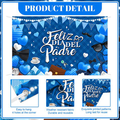 Feliz Día Del Padre Decorations Set, 110Pcs Blue Silver Balloon Arch Kit with Ba
