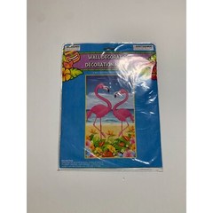 New Luau Wall Decor Mural Flamingo on Beach Flowers 42 in x 72 in Party Decorati