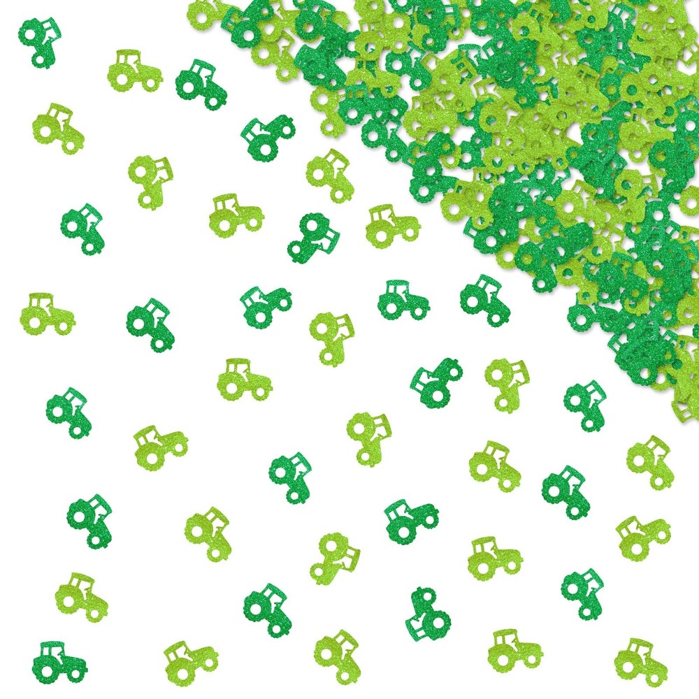 120 PCS Green Glitter Tractor Shaped Farm Party Table Scatter Confetti