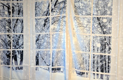 Christmas Winter Window Snow Scenery 7’X5′ Party Backdrop Sign for Photography