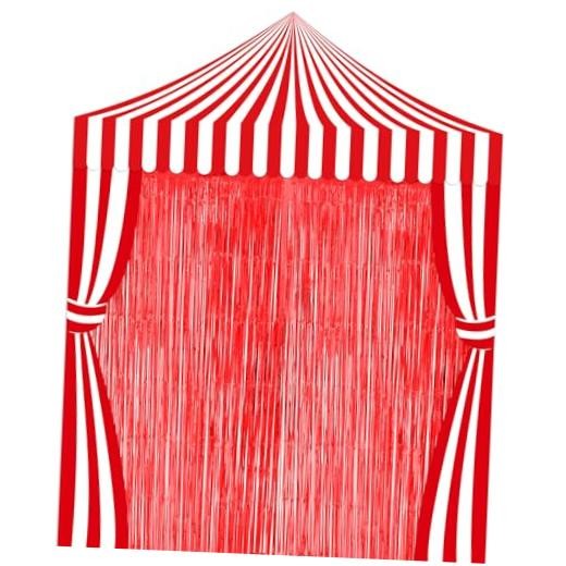 5 Pcs Carnival Circus Party Decorations Set White Circus Tent with Tinsel Red