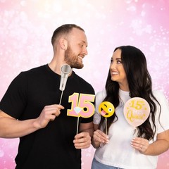 Quinceanera Photo Booth Props – 41-pc Photobooth Kit with 8 x 10-Inch Sign, 6…