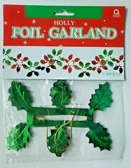 1990’s Amscan Holly Foil Garland 9ft New In Packaging